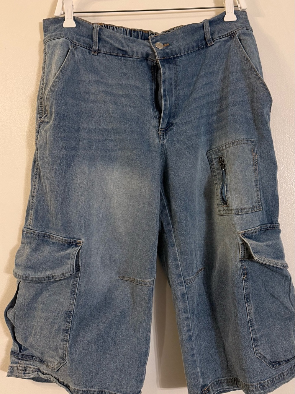Light Blue Denim Cargo Shorts